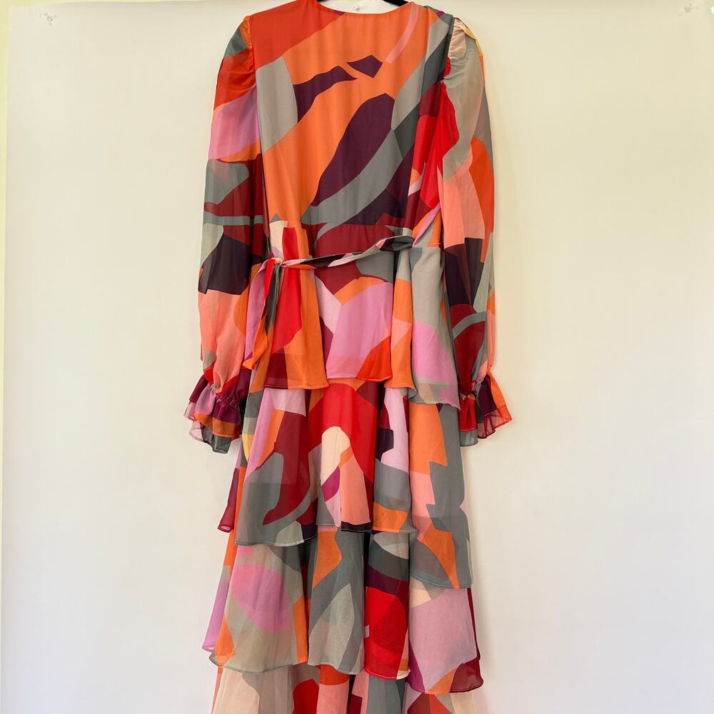 Anthropologie Hutch Long Sleeve V-Neck Wrap Maxi Dress Multicolor Size 1X - Picture 9 of 10